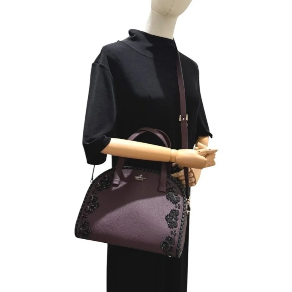 Kate Spade Anderson Way Reiley Jeweled Satchel & Neda Wallet Deep Plum Set